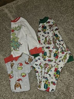 Children's Grinch Christmas Pajama Set - Green & Red Accents